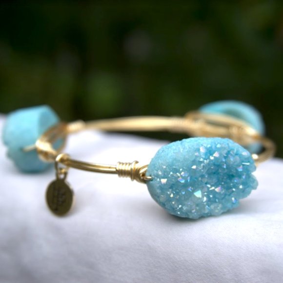 Bourbon & Bowties | Teal Crystal Chunky Bangle - Picture 2 of 7